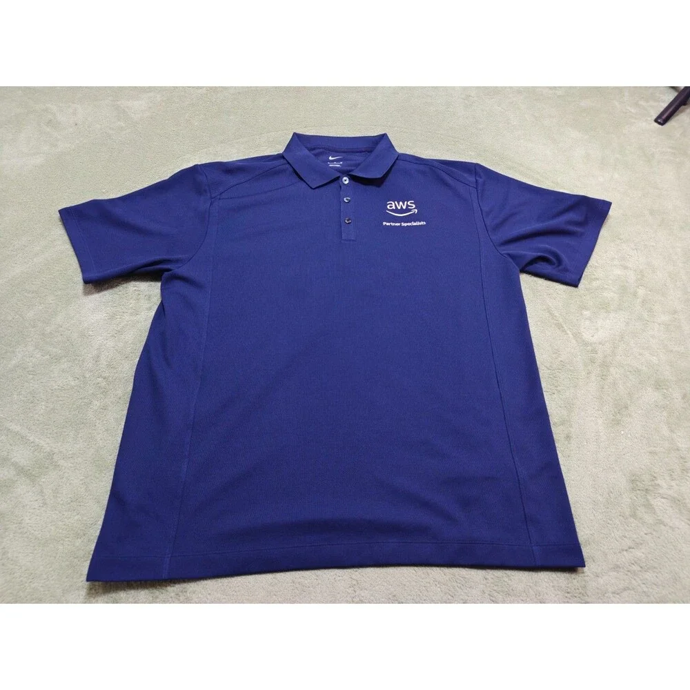 Nike Mens XL Polo Shirt Blue AWS Partner Specialists Embroidered